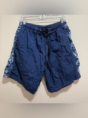 Big Dogs Navy Swim Trunks Large Mesh Lined Hawaiian Floral Print